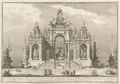 Seconda Macchina for Chinea fra 1754: En allegori over vandværker af after Paolo Posi Giuseppe Vasi