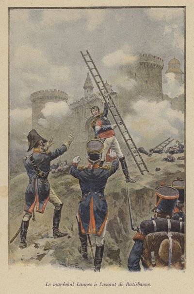 Marskal Lannes ved angrebet på Ratisbon, 1809 af after Paris