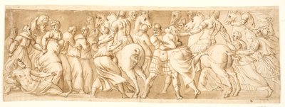 Voldtægten af de sabinske kvinder, venstre halvdel af after Polidoro da Caravaggio
