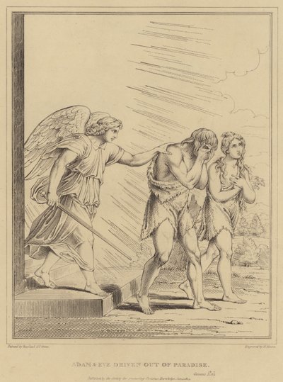 Adam og Eva drives ud af Paradiset, 1. Mosebog af after Raphael