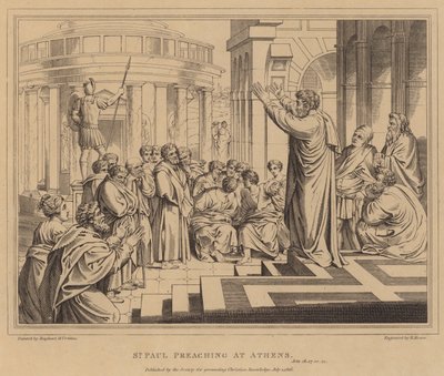 Paulus prædiker i Athen, Apostlenes Gerninger af after Raphael