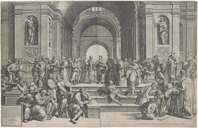 Skolen i Athen. Pub. 1550 af after Raphael