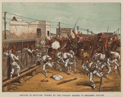 Tilfangetagelse af egyptiske tog af kavaleribrigaden på Mahsameh Station af after Richard Simkin