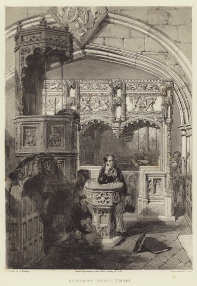 Boxgrove Kirke, Sussex af Samuel (after) Prout
