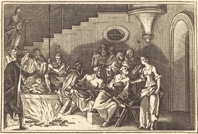 Peter fornægter Kristus af after Sébastien Le Clerc I