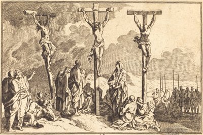 Jomfruen, Sankt Johannes og Maria Magdalena ved korsets fod af after Sébastien Le Clerc I
