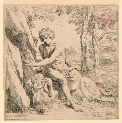 Sankt Johannes i ørkenen af after Simone Cantarini