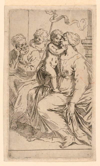 Den hellige familie med Sankt Johannes af after Simone Cantarini