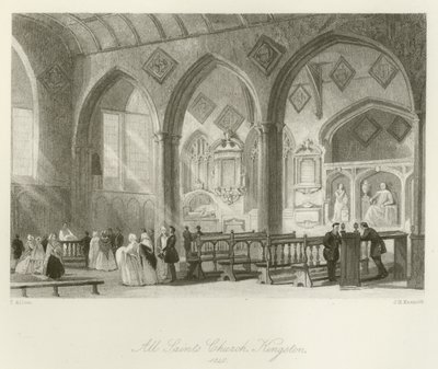 All Saints Church, Kingston, 1840 af after Thomas Allom