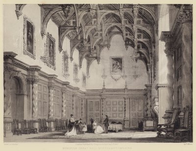 Burleigh Great Hall, Northamptonshire af after Thomas Allom