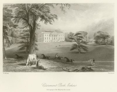 Claremont Park, Esher, tilhørende Hendes Majestæt Dronningen af after Thomas Allom