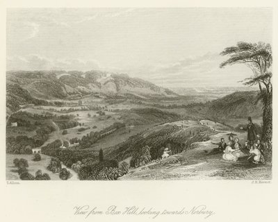 Udsigt fra Box Hill, ser mod Norbury af after Thomas Allom