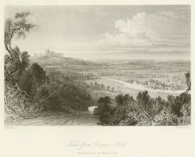 Udsigt fra Coopers Hill med Runnemede og Windsor Castle af after Thomas Allom