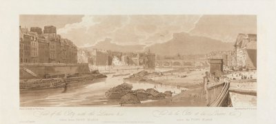 Udsigt over byen med Louvre. 1802; Plade 3 fra Views in Paris, Emanuel bind af after Thomas Girtin