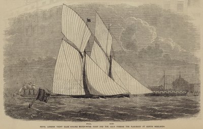 Royal London Yacht Club Sailing Match, Romp og Julia passerer flag-bøjen ved North Woolwich af after Thomas Harrington Wilson
