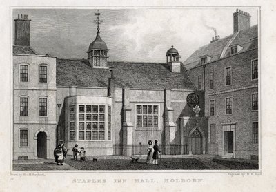 Staples Inn Hall Holborn, 1830 af Thomas Hosmer after Shepherd