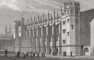 The New Hall, Christs Hospital, 1828 af Thomas Hosmer after Shepherd
