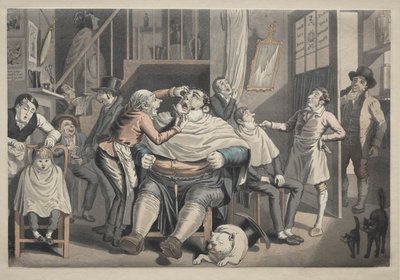 En frisørbutik af after Thomas Rowlandson