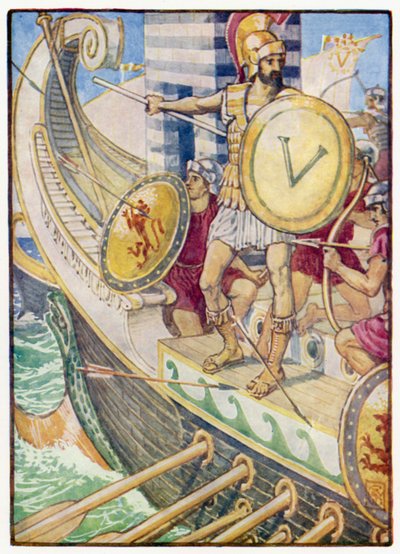 Han blev et mål for enhver pil af after Walter Crane