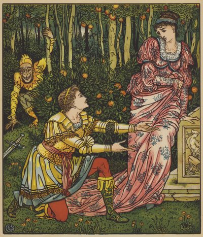 Kongen lader sværdet falde af after Walter Crane