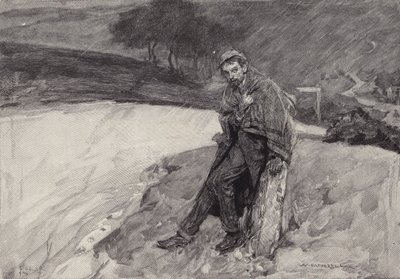 Jude ved milepælen: scene fra Thomas Hardys roman Jude the Obscure af after William Hatherell