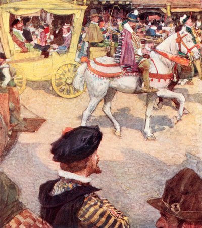 Shakespeare beundrer de fine heste i Cheapside, London af after William Hatherell