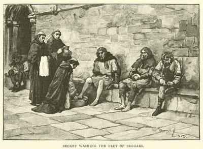 Becket vasker tiggeres fødder af after William Henry Margetson