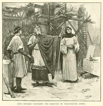 Kong Edward overværer opførelsen af Westminster Abbey af after William Henry Margetson