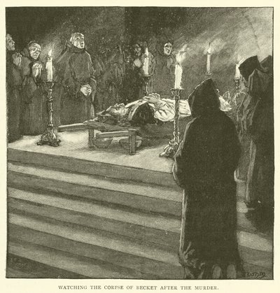 Overvågning af Beckets lig efter mordet af after William Henry Margetson
