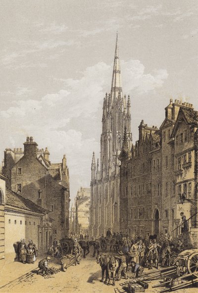 New Assembly Hall, Edinburgh (chromolitho) af after William Leighton Leitch