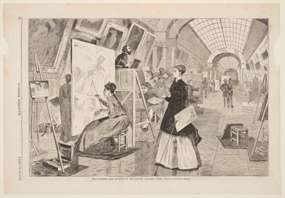 "Kunst - studerende og kopiister i Louvre-galleriet, Paris" af Winslow Homer
