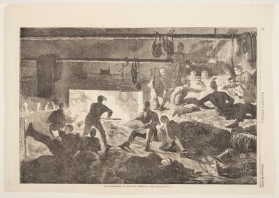 Vinterkvarterer i lejren – indersiden af en hytte af Winslow Homer