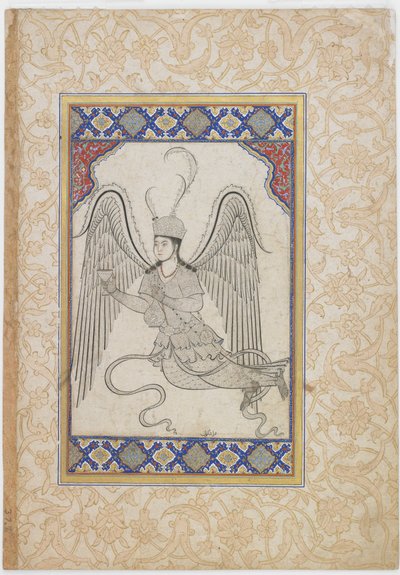 En engel, der flyver, med bæger og vinflaske (FGA F1937.7) af Sahkulu