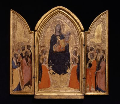 Madonna og barn med helgener (Sterbini-triptyken) af anonymous 