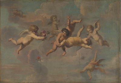 Tumbling Putti med blomster af anonymous 