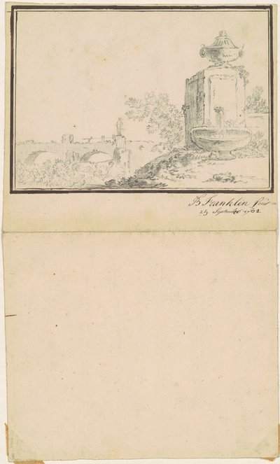 Landskab med springvand af attributed to Benjamin Franklin Bache