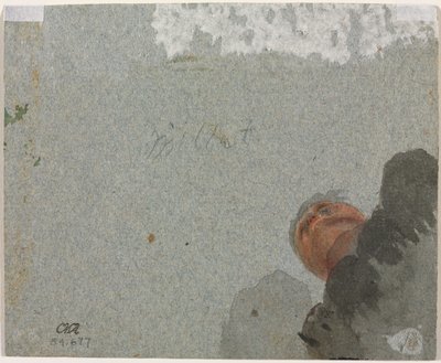 Studie af et hoved set nedefra (verso) af attributed to Francisque Millet