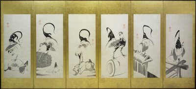 Haner og høns af attributed to Itō Jakuchū