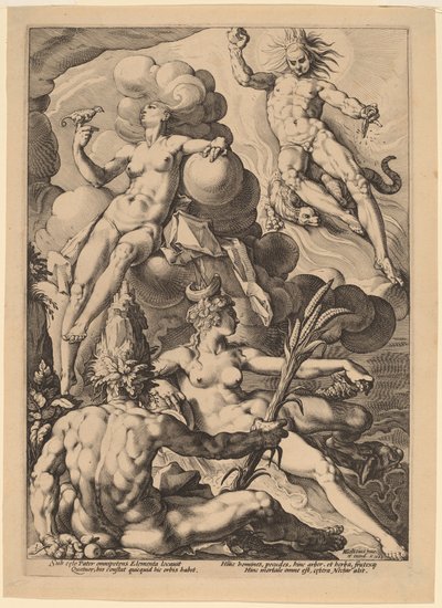 De fire elementer af attributed to Jacob Matham, after Hendrick Goltzius