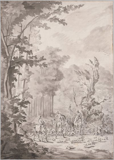 En jagtfest på Marly af attributed to Jean Baptiste Martin, Le Vieux