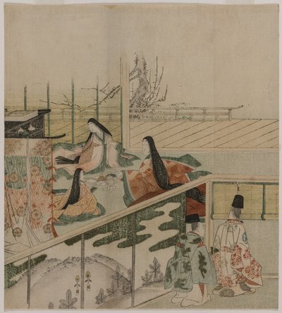 Hofdamer laver dukker af attributed to Kubo Shunman