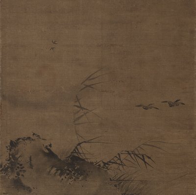 Vandfugle og rør af attributed to Liang Kai