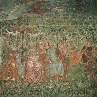 Høflige damer til friluftskoncert af attributed to Master of the Triumph of Death