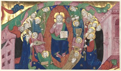 Fragment af en historisk initial fra en korbog: Kristus i majestæt af attributed to Michelino Molinari da Besozzo