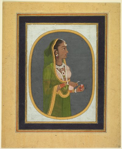 Court Lady hælder vin (recto) af attributed to Muhammad Rizavi Hindi