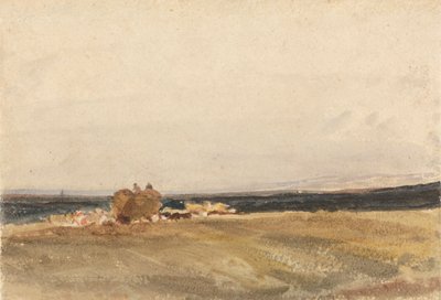 En høvogn i et åbent landskab af attributed to Peter DeWint