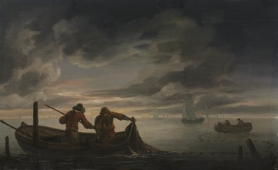 En flodmundingsscene med fisker af attributed to Rafel Govertsz. Camphuysen