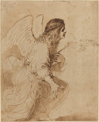 Bebudelsens engel af called Guercino Giovanni Francesco Barbieri