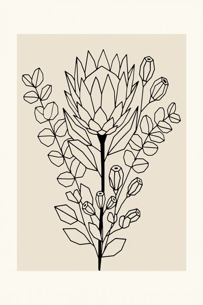 Minimalistisk Protea og eukalyptus af cartissi