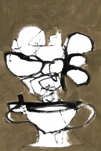 Monokrom blomstervase af cartissi